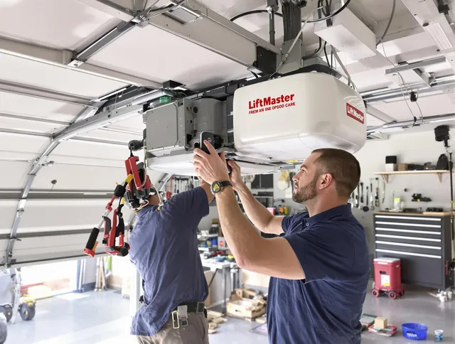 North Port Garage Door Repair technician performing advanced diagnostics on garage opener in North Port