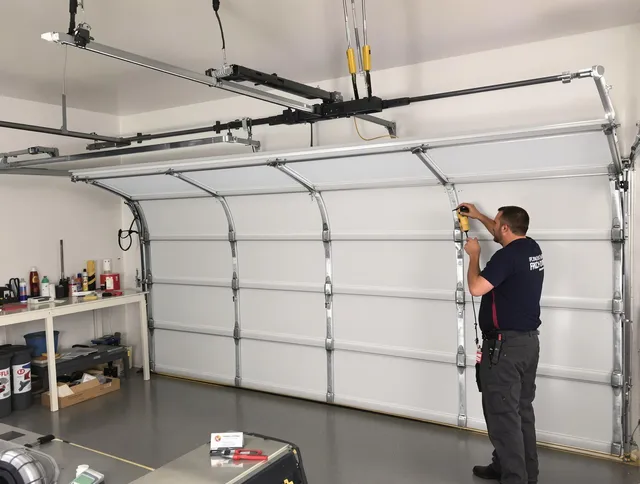 North Port Garage Door Repair certified technician performing overhead door system repair in North Port