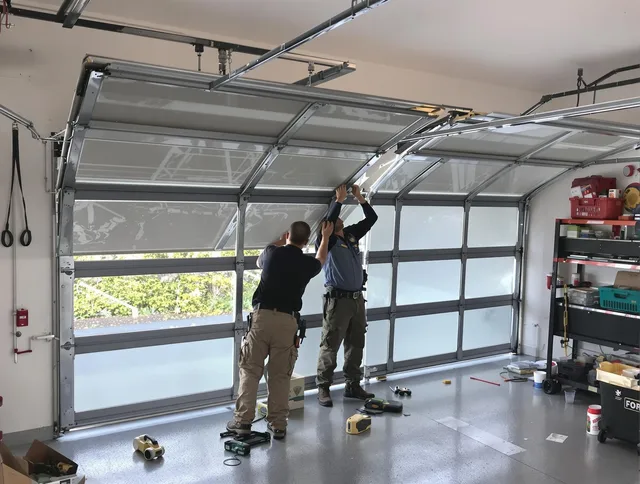 North Port Garage Door Repair expert performing precise panel replacement on North Port garage door